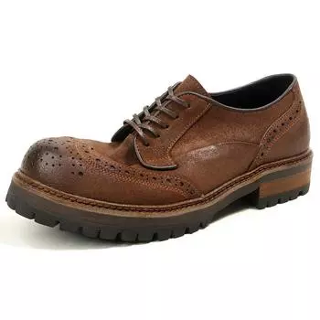 16-5 Oil Wax Matte Brock Engraved Men s Shoes Big Head Leather Shoes Retro Round Head Tooling Shoes Platform Casual Leather Shoes 38