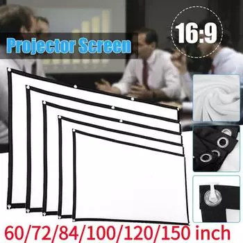 16:9 Simple Projector Curtain 60/72/84/100/120/150 inch Portable HD Display Screen Theater Movie for Home Outdoor Office 60 inch