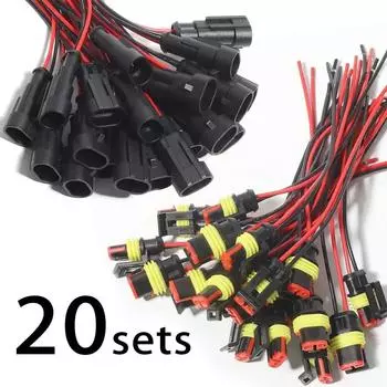 16 AWG водонепроницаемый электрический соединительный жгут проводов 2 контакта мужской женский автомобиль лодка 20 комплектов