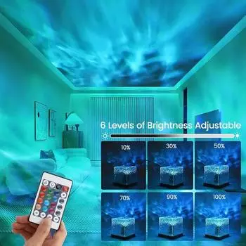 16 цветов USB зарядка динамический вращающийся проектор волны воды ночное свечение пламя кристалл свет гостиная спальня декор