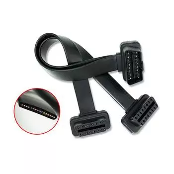 16-контактный удлинитель OBD 2 ODB II OBD2 кабель 16-контактный удлинитель с плоским разъемом OBD II диагностический удлинительный кабель чёрный