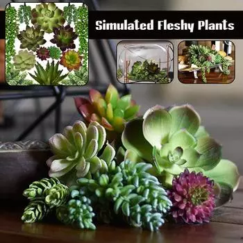 16 шт. DIY ПВХ Свадебный садовый декор Искусственные суккуленты Растения Искусственные растения Бонсай Домашний сад Мини-горшечный ландшафт