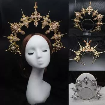 16 стилей, великолепная повязка на голову с короной в стиле Лолиты, сделай сам, посылка из материала, готическая Тиара Мэри в стиле барокко C