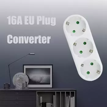 16a EU De Plug Converter 3500 Вт 250 В Преобразование мощности 1 выход 3 розетки Умный дом Портативная настенная розетка подходит для путешествий и дома 1 Out 3 Socket-1pcs