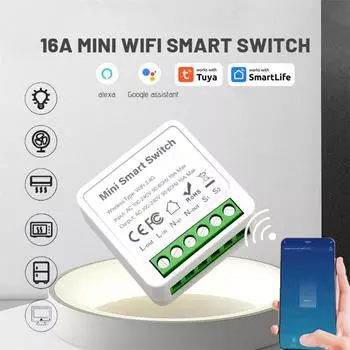 16A Мини-умный коммутатор Tuya Wifi/Zigbee 1/2/3/4 Gang Поддержка 2-стороннего управления для умной жизни Alexa Google Home Yandex Alice Switches