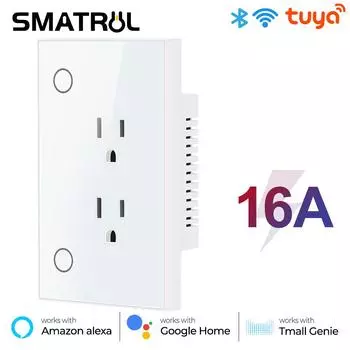16a Tuya Wi-Fi розетка Us Plug Timeing Smart Life App настенное электрическое включение и выключение для Google Home Alexa Tmall Genie US socket-W