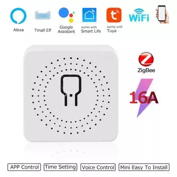 16A Tuya WiFi Zigbee Mini Smart Switch DIY Module 2-позиционный выключатель с таймером реле работает с Alexa Google Home Smart Life APP