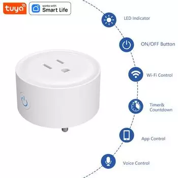 16A US Plug TUYA WIFI Smart Socket With Power Monitor Voice Control Timing Home Power Socket Works with Alexa Google Home 16A-1PCS