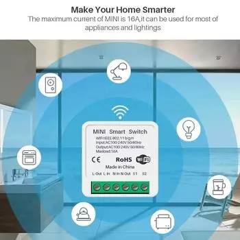 16A WIFI Smart Switch Module Mini DIY Switches EWeLink APP Remote Control Timer Relay Alexa Google Smart Home Life Voice Control EWelink Wifi Switch