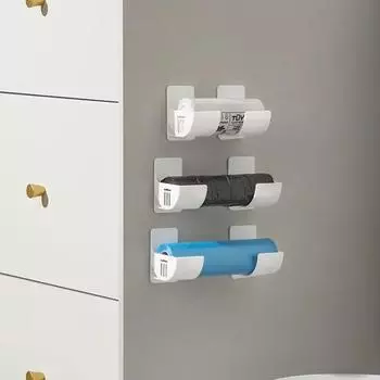16pcs Garbage Bag Organiser Wall Mounted No Hole Storage Tray Cling Film Garbage Bag Cabinet Organiser Home Kitchen Storage