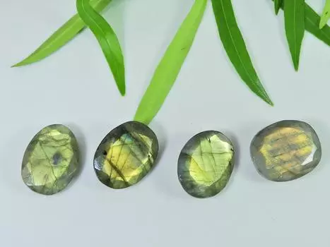 16X20MM натуральный лабрадорит огранка шахматная овальная кабошон драгоценный камень 4 шт лот LM-1202