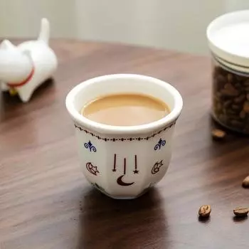 170/250ML Creative Espresso Coffee Cup Hand Held Stars Moon Pattern Ceramic Mug Middle Eastern Style Cappuccino Latte Art Teacup
