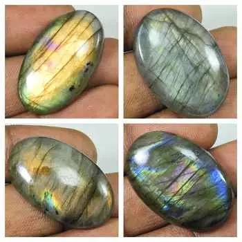 170Cts. Labradorite Oval Crystal Cabochon Loose Gemstone 4Pcs Lot 32-33MM LL-763