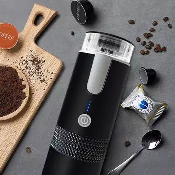 170ML Electric Coffee Machine Portable Capsule Coffee Machine Compatible with Capsule & Ground Coffee for Camping Travel Hiking чёрный