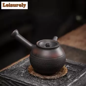 175 мл Qingxi Фиолетовый Керамика Железный Корпус Чайник Ручной Работы Прыгающий Нож Боковая Ручка Чайник Замачивание Чайная Посуда Коллекция