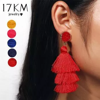 17 км Бохо с камнем и кисточкой женские длинные висячие серьги для женщин и девочек богемные массивные ювелирные изделия