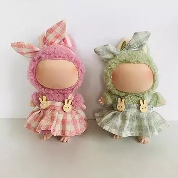 17Cm Labubu Doll Cute Mini Enamel Pendant Doll Clothes Suspended Skirt Hair Clip Outfit Accessories Clothing For Girl Gift