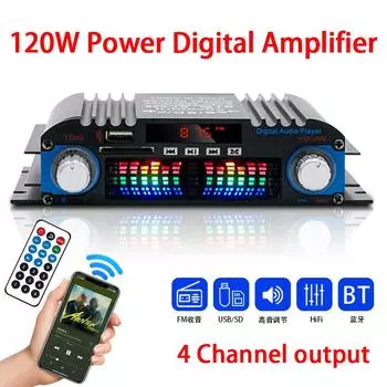 1800 Вт пиковая мощность Hi-Fi усилитель звука цифровой 4-канальный аудиоусилитель Bluetooth караоке-плеер FM-радио поддержка дистанционного управления