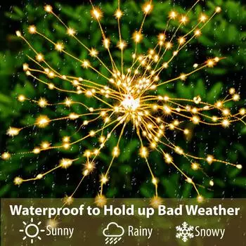 180 LED Solar Power Firework Lights Garden Decoration Fairy Lights Waterproof Outdoor Dandelion Lawn Lamp for Patio Garden Decor 90LED