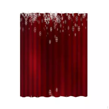 180x200cm Bath Curtain with 12 Hooks for Christmas Decoration Style A