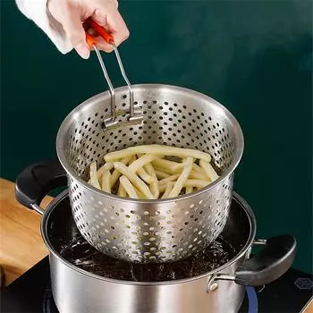 18/20 см корзина для картофеля фри, масляный фильтр, пароварка для риса из нержавеющей стали, корзины для слива овощей и фруктов, сито, кухонные инструменты для приготовления пищи