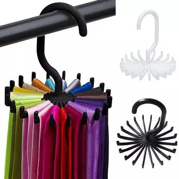 18 Claw 360 Degree Rotatable Tie Rack Scarf Organizer Silk Scarf Hanger Multifunctional Storage Rack Belt Holder Accessories New чёрный
