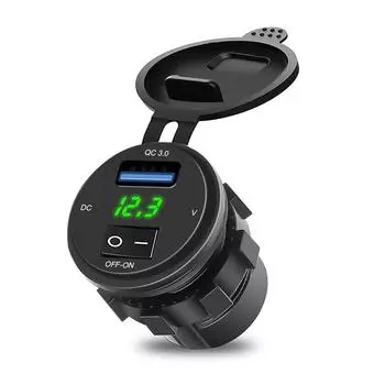 18 Вт QC 3.0 USB телефон автомобильное зарядное гнездо цифровой дисплей вольтметр USB зарядное гнездо с выключателем ВКЛ-ВЫКЛ для мотоцикла