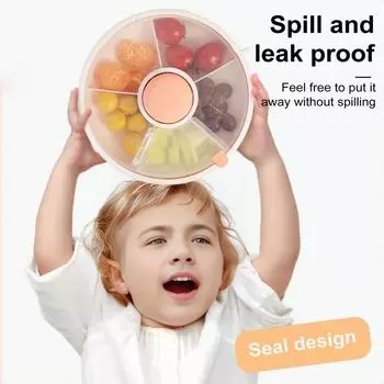 18cm Snack Spinner Container 5 Compartments Snack Box Divided Box With Button Lid Snacker Container For Kitchen Balanced Meals розовый