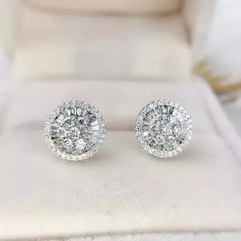 18K Anting-Anting Kancing Emas Putih untuk Wanita Mode Kantor Pernikahan Batu Permata Perhiasan Halus Putih Emas Garnet Orectile Anak Perempuan perak