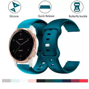 18mm Strap for Garmin Active S Strap Quick Release Butterfly Buckle for Garmin Vivomove 3S Move 3S Forerunner 265S Watchstrap For Garmin Active S белый