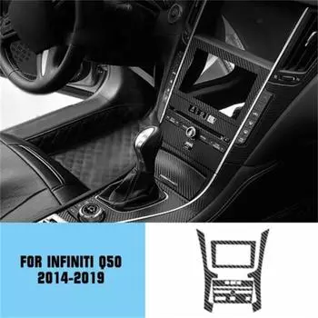 18pcs kit Car Interior Stickers Trim Black Carbon Fiber For Infiniti Q50 2014-2019 Car Panel Dashboard Sticker Set CHINA