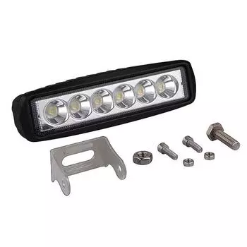 18W 6000K Led Work Light Strip Дальний свет Противотуманный внедорожник Внедорожник Автомобиль Судно Грузовик чёрный