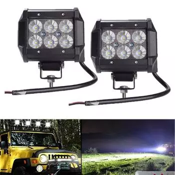 18W Led Work Light 4Wd Offroad Spot Противотуманная фара Atv Suv Ute Дальняя лампа для джипа чёрный