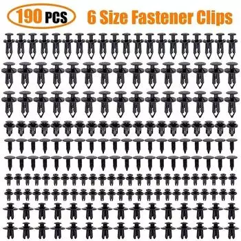 190PCS Set Car Universal Buckle 6 Models Size Fastenr Rivet Clamping Fastener Buckle Car Accessory ABS Material Fixed Screw