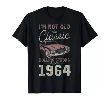 Футболка с надписью «Classic Car 61st Birthday» 1964 года чёрный