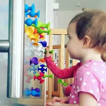 19 шт. присоски в сборе, игрушки, забавные силиконовые блоки, модель, строительные игрушки, присоска, образовательный строительный блок, игрушка