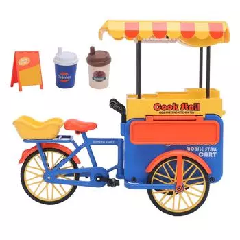 1:10 Fast Food Tricycle Playset Sensor Light and Music Funny Tricycle Model Children Play House Toy
