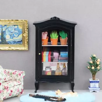 1:12 Dollhouse Miniature Storage Cabinet Display Cupboard Bookcase Furniture Model Decor Toy Doll House Accessories