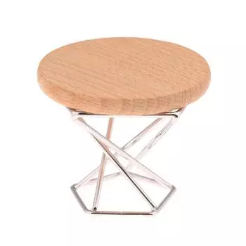 1/12 Dollhouse Simulation Coffee Table Round Tea Table Model Doll Home Miniature Furniture Decor Micro Scene Construction Props серебряный