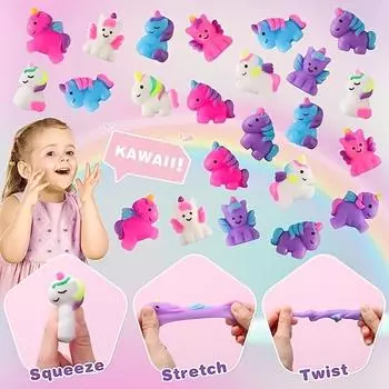 1/12 Единорог Kawaii Squishies Mochi Squishy Toys Игрушки для снятия стресса для детей Мальчиков Девочек Подарки на вечеринку Подарки на день рождения Призы
