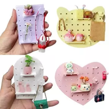 1:12 кукольных перфорированных панелей Pegboard Diy настенная полка для хранения кукольный домик миниатюрная мебель украшения жизненные сцены декор аксессуары фиолетовый