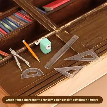 1:12 Мини-точилка для карандашей в виде кукольного домика, циркуль, линейка, канцелярские принадлежности для учебы в кукольном домике, декор для сцены
