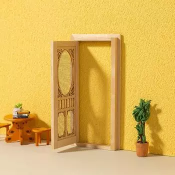 1: 12 предметов интерьера для кукольного домика Мини-двери и окна Простая ажурная дверь