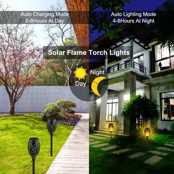 1-12Pack Flickering Flame Solar Torch Lights Garden Decor Waterproof Outdoor Solar Light for Yard Porch Lawn Patio Decorative