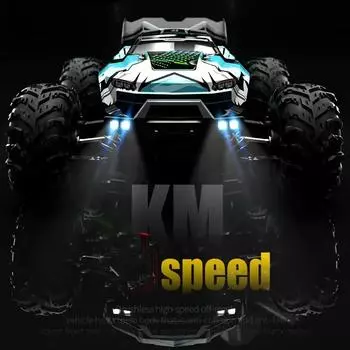 1:16 70 км/ч 4WD радиоуправляемая машина со светодиодными фонарями 2,4G радио высокоскоростной бесщеточный двигатель с дистанционным управлением внедорожные автомобили для детей игрушки 16102 PRO синий