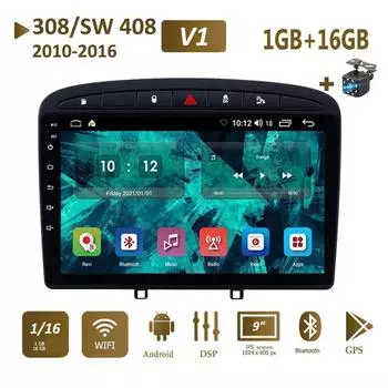 1 + 16 ГБ 2 DSP Android автомобильный радиоприемник мультимедийный видеоплеер для Peugeot 308 308SW 408 2010-2016 навигация GPS WiFi T1 1+16GB