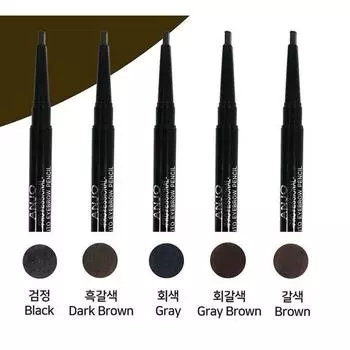&1+1& Ange Auto Eyebrow Треугольный карандаш 0,5 г Карандаш для бровей Tattoo, 1+1 черный коричневый, 2 шт.