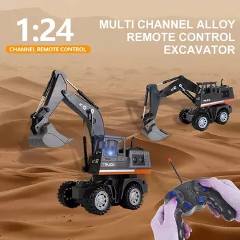 1:20 5CH RC Truck Vehicle Детская игрушка 4WD Дистанционное управление Инженерная машина Металлическая головка Экскаватор Грузовики Игрушки для мальчиков Детские подарки