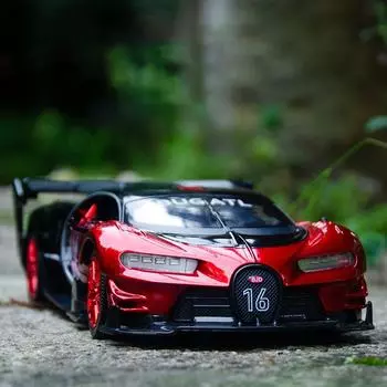1:24 игрушечных автомобиля Bugatti VISION GT, металлические игрушечные автомобили из сплава, отлитые под давлением и; Игрушечный транспорт Модель автомобиля Миниатюрная масштабная модель автомобиля Игрушки для детей