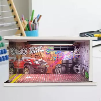 1:24 масштаба парковочная витрина гаража для автомобилей с подсветкой DIY сборка для макета моделей автомобилей
